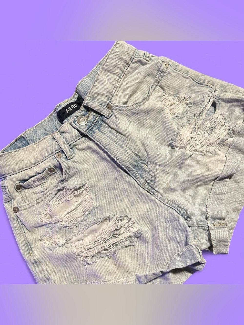 y2k destroyed distressed denim AERO high waisted mom shorts